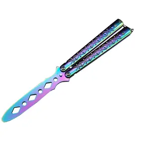 Upgraded Unsharpened Folding Knife Toy - Rainbow Gradient Metal Flip, Smooth Balance, Comfortable Grip for Skill Practice, Teenage Boy Gifts (Sports & Outdoor Camping Hiking Knives & Tools Accessory)