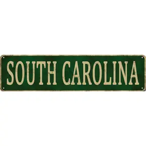 Vintage Metal South Carolina Sign America State Name Funny Tin Signs Wall Art Decor Poster for Home Bar Farmhouse Office Home Classroom Garage Indoor Outdoor Gift 4x16 Inch