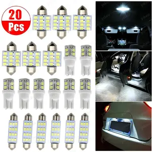 20Pcs LED Car Interior Light Kit – T10 31mm 42mm Replacement Bulbs for Dome Map Trunk Door License Plate Light, 6000K White, Easy Plug and Play for Car SUV Truck,Premium Cars Accessories, Stylish Car Decoration & Practical Car Stuff