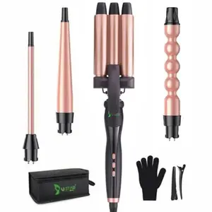 Curling Iron 4-In-1 Hair Crimper Wand Set With LED Temperature Control