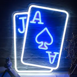 Serbasic Poker Neon Sign Neon Light with ON/OFF Switch for Wall Decor Living Room Hotel Bar Club Beach Cafe Wedding Birthday Party Gifts Gaming Room Artwork Bedroom Home Decor