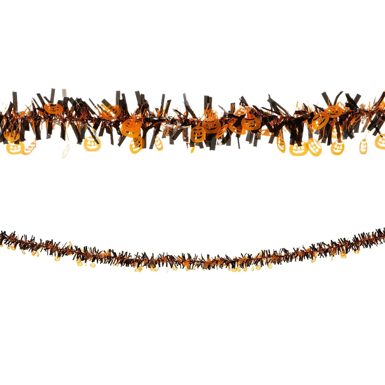 Halloween Black & Orange Jack-O-Lantern Tinsel Garland, 24 Ft