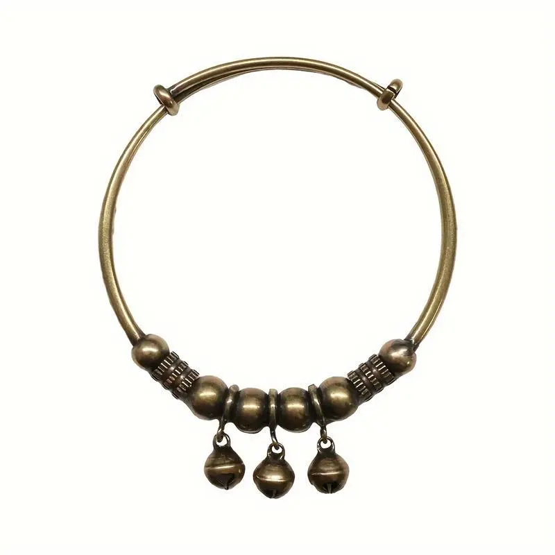 Alaja Vintage Copper Retro Small Bells Push-Pull Bracelet for Men & Women, Durable High-Quality Copper, Stylish and Long-Lasting Accessory Appeal Longevity