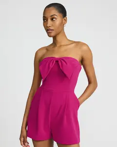 Express Crepe Strapless Bow Front Romper