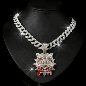 Hip Hop Bull Dog Pendant Necklace for Men, Trendy Cool Statement Chain, Fashion Street Style Jewelry, Valentine’s Day Gift for Boyfriend