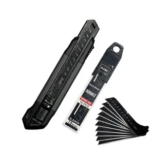 SRetractable Self-Loading Box Cutter with Ergonomic Rubber Handle & Safety Lock - 18mm Wide Blade, Manual Ejection Exacto Knife for Heavy-Duty, Packaging, Cardboard, Paper - Industrial Utility Knife with Sharp Blade & Non-Slip Grip