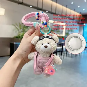 Cute Plush Bear Keychain Cartoon Backpack Strap Teddy Bag Charm Fashion Creative Couple Car Key Ring Gift Teddy Keys Keychain Included