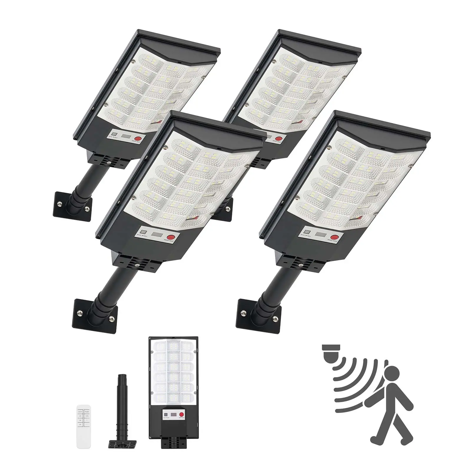 【Summerfinds】VEVOR 4-Pack 500W Power Solar Outdoor Lights, 50000LM LED Flood Security Lamps for Streets, Dusk-to-Dawn, Motion Sensor, IP65 Rated Water Resistant Outdoor Lighting, Driveway Use