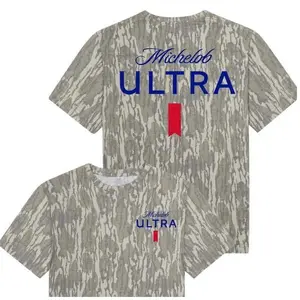 Michelob Ultra Mossy Oak Bottomland Tee, 3D Camo Pattern T-Shirt, Hunting Fishing Outfit, Outdoor Apparel Style
