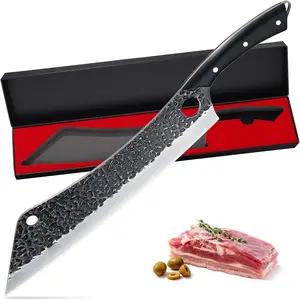 Purple Dragon 12 Inch Professional Meat Carving Knife Ultra Sharp Slicing Knife,Hand Forged Brisket Knife Outdoor BBQ Camping Christmas Gift