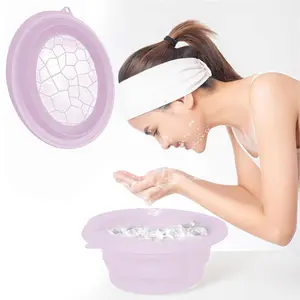 Silicone Bowl for Facial Ice Bath, Foldable and Hanging Design, Easy Storage and Carry, Ideal for Home and Travel, Skin Care Tool
