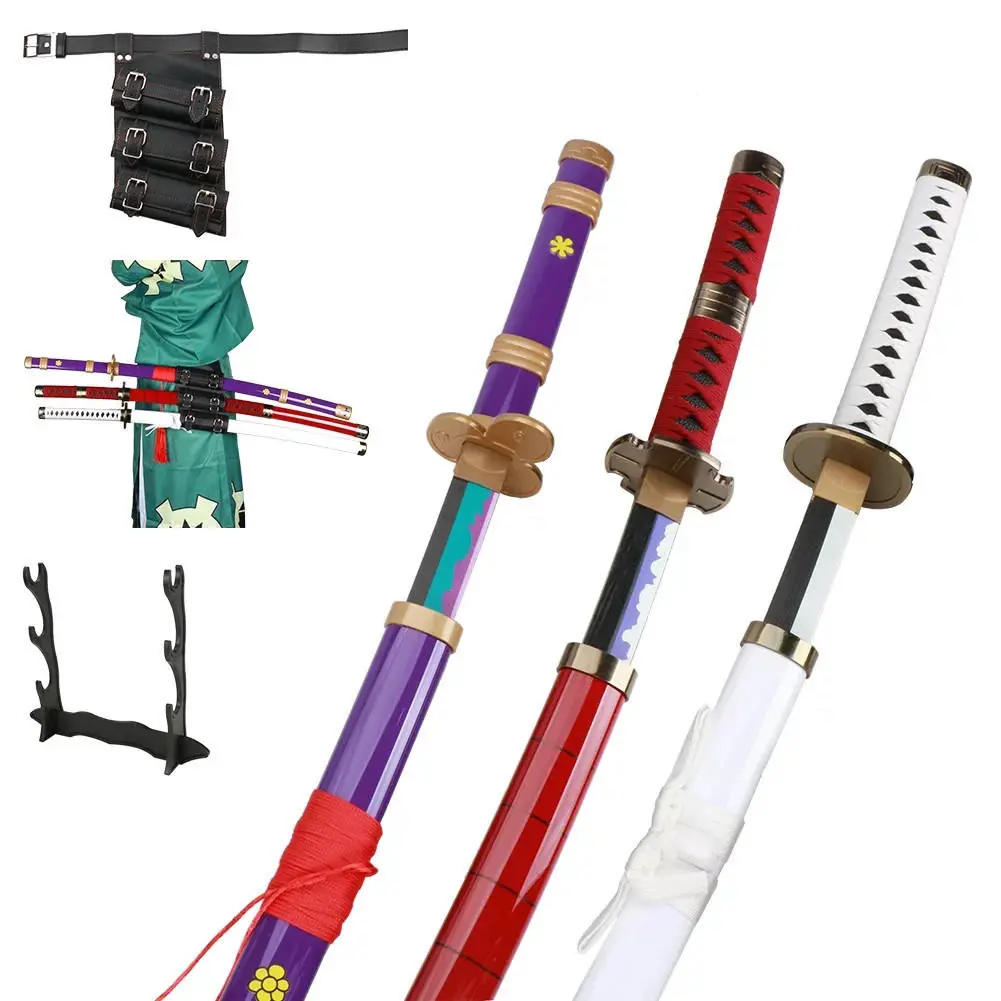 Kinstore 41" Zoro Cosplay Plastic Samurai Sword Katana Yama Enma Wado Ichimonji Sushui Sandai Kitetsu for Costume Replica Anime