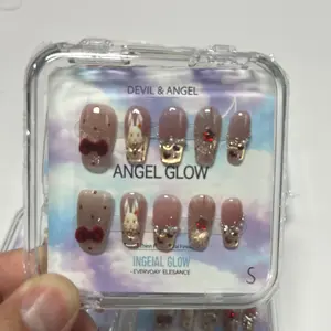 Pure handmade phototherapy, wearing nail art, cute velvet rabbit wholesale, finished products, reusable patches can be used