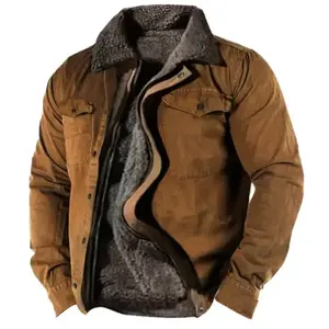 2025 Thickened Side Seam Pocket Casual Zipper Loose Wolf Brown Youth Cotton Jacket