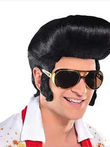 Rock star black men's wig, dance party performance wig, unique and eye-catching wig