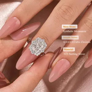 Maxine 3.0ct Halo Synthetic Moissanite Radiant Cut Engagement Ring,Women's Ring Jewelry,Promise Ring for Daily,Travel,Proposal,Wedding,Birthday,Anniversary