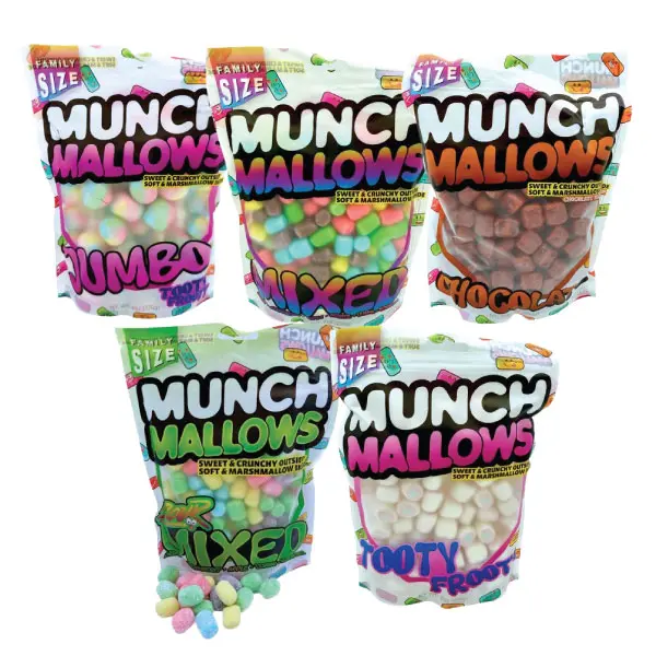 Munch Mallow Crunchy Coated Fruity Marshmallows (Family Size) -  Sour, Mixed, Tooty Frooty & Chocolate Flavored Marshmallows - Perfect for Gifting - Christmas & Thanksgiving