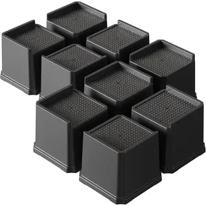 Bed Risers 4 Inch Heavy Duty 9 Pack  L-Shaped Bed Furniture Elevators 1,500 lbs Lifts Up Riser for Sofa and Table