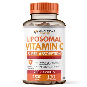 Liposomal Vitamin C Capsules (200 Pills 1500mg Buffered) High Absorption VIT C, Immune System & Collagen Booster, High Dose Fat Soluble Immunity Support Ascorbic Acid Supplement, Natural Vegan