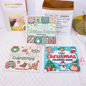Set of 3 Cute Christmas Coloring Books, Simple Stress Relief Activities for All Ages, Perfect Holiday Gift, Festive Seasonal Fun