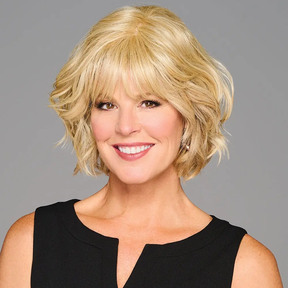 Hairdo Top Beach Waves Hair Topper, Tru2Life Heat-Friendly Synthetic Fiber, Wavy Crown Topper for Thinning Hair, Fashion Wig, Blonde Bob Wig, Instant Volume, Highlight Blonde Wavy Fashion Wig, Glueless Synthetic Wig