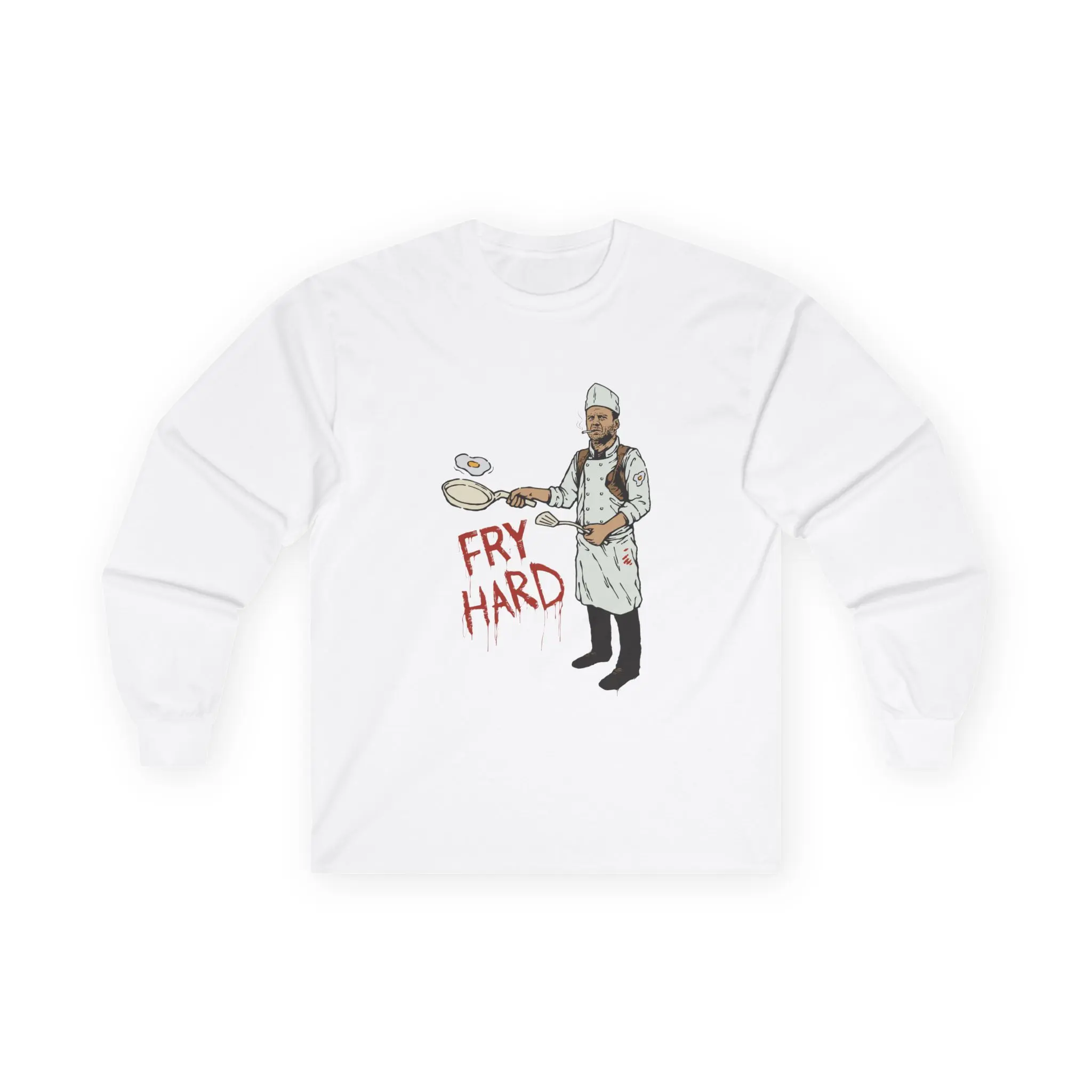 Fry Hard Long Sleeve Tee, Chef T-Shirt, Cooking Gift, Foodie Apparel, Kitchen Humor Shirt, Culinary Passion Wearing