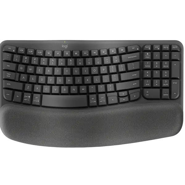 Logitech Wave Keys Wireless Ergonomic Keyboard with Cushioned Palm Rest, Comfortable Natural Typing, Easy-Switch, Bluetooth, Logi Bolt Receiver, for Multi-OS, Windows/Mac - Graphite Graphite Keyboard, Bluetooth Keyboards, Ergonomic Keyboards