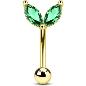 Green CZ Rook Earrings, 16G Rook Eyebrow , Stainless Steel Rook Eyebrow Piercing ,Vertical Labret Stud