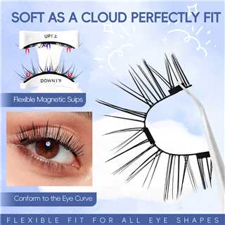 Magnetic Lash Set 5 Pairs with 1 Clip No Glue Required Reusable Natural False Lashes for Eyelashes Makeup Cosmetic DealsforYoursdays