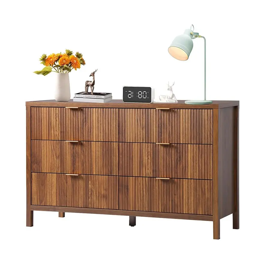 Giratree 6 9 Drawer Dresser Cabinet, Long Nightstand with Drawers and Storage Cabinet, Boho Solid Wood Dresser TV Stand, Mid Century Modern Nightstand with 6 Drawer Dresser for Bedroom Closet