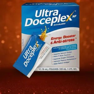 Ultra Doceplex NF Drinkable Energy Pouches - Powerful B Complex Neurotropic Vitamin Supplement - 12 Pouches 10 mL Each