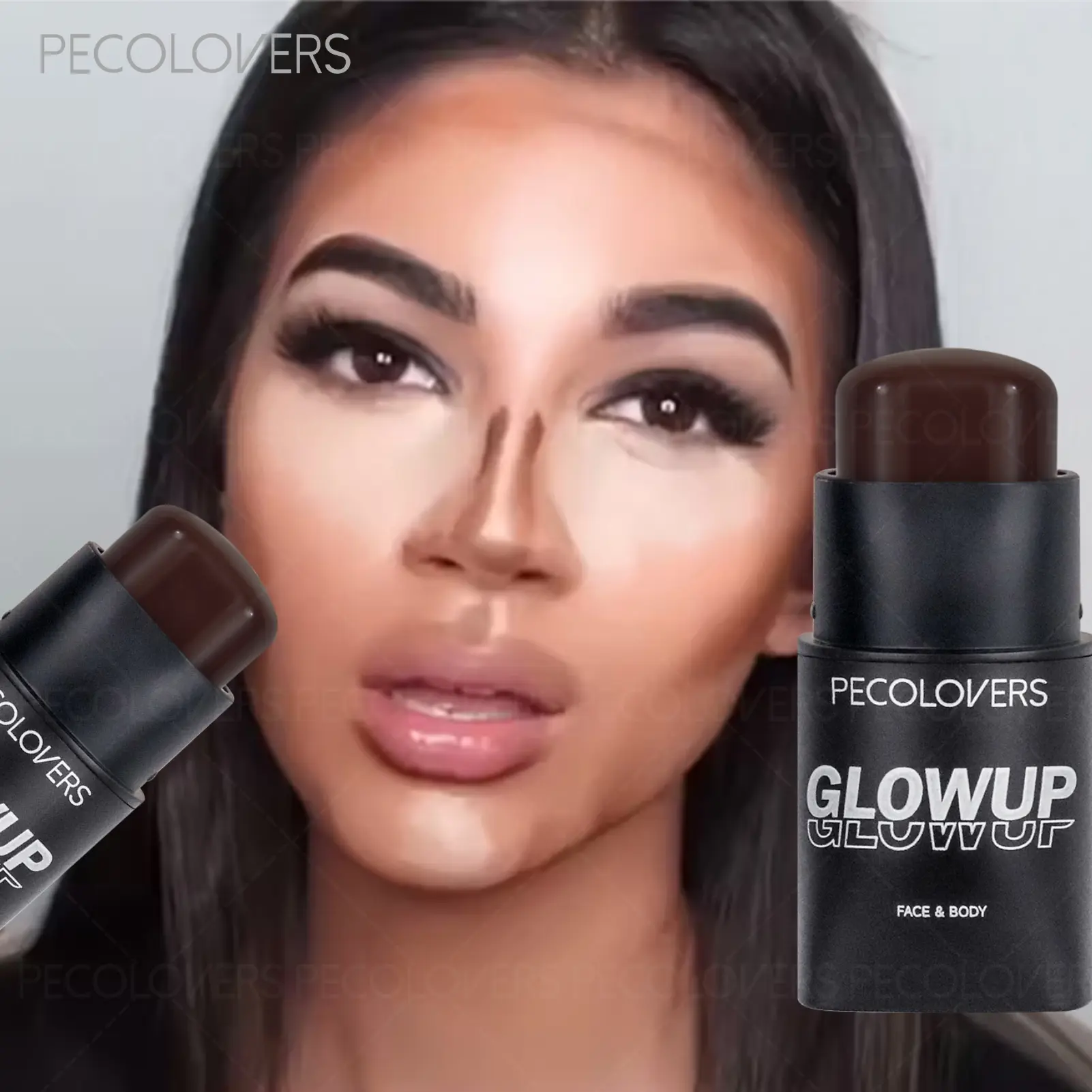 1 Pc Smooth Multi-Use Stick, Easy-Blend Face Makeup, Quick-Application For All Skin Types And Daily Looks, Cherry Pink And Reddish Brown And Pale Nude, Face Makeup Tool, Highlighter, Bronzer, Bronzed Glow Up