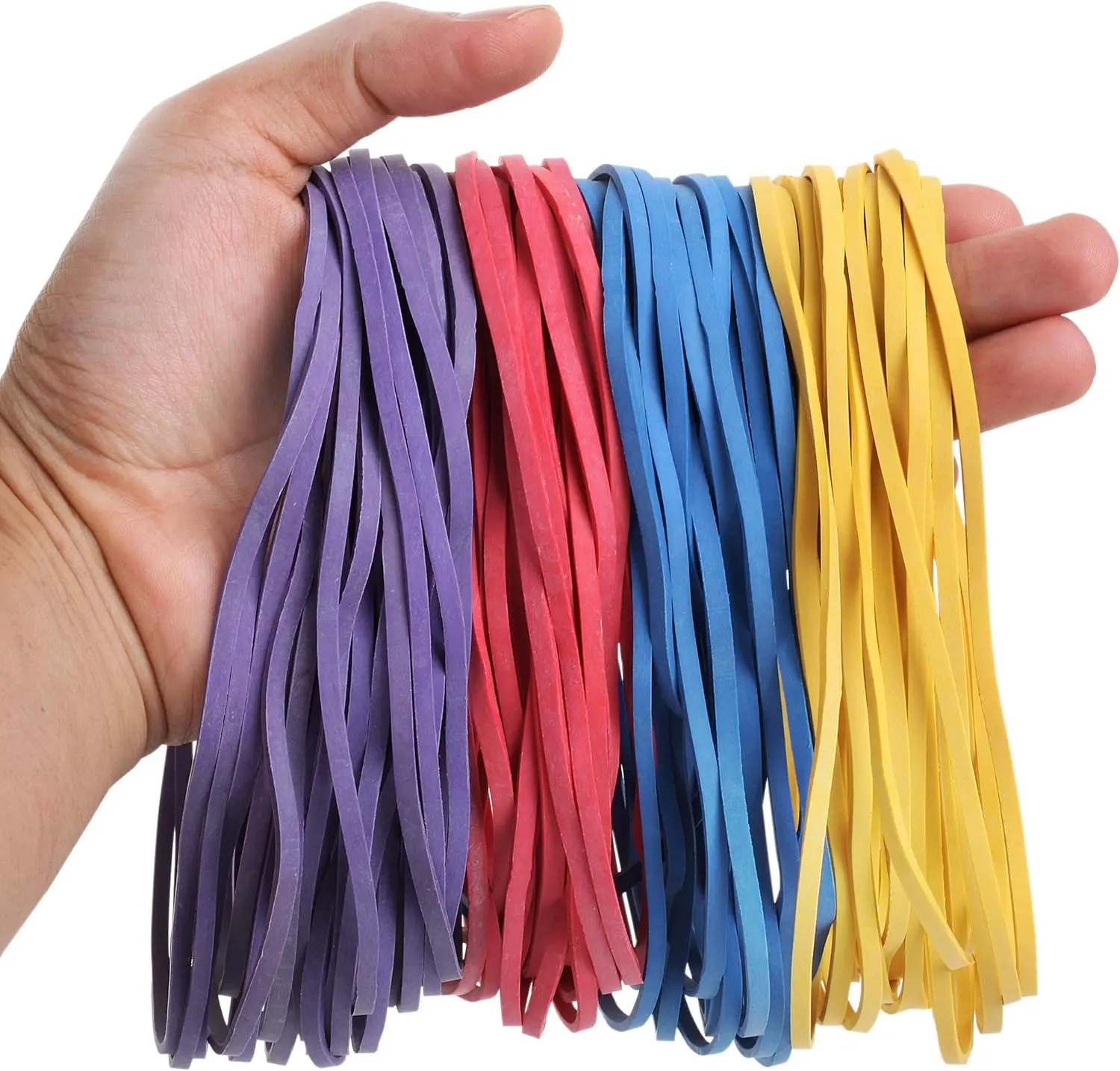 Large Assorted Color Rubber Bands, 120 Pack, Giant Elastics for Office Bulk