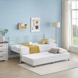 Twin Metal Daybed,Space-Saving Sofa Bed Frame,Sturdy Steel Slat Support, Arched Headboard,Easy Assembly, No Box Spring Needed,Some with Pull-out Trundle,for Guest Kids Room Small Space