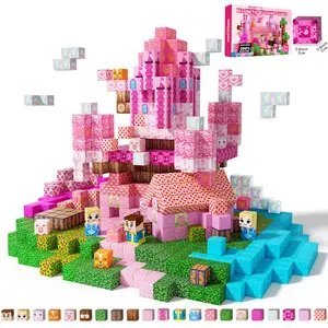 Magnetic Blocks 100/150/200 PCS - Large Magnetic Building Blocks for Kids Ages 3-8, Pink Princess Castle Magnetic Tiles Set, STEM Montessori Sensory Toys, Magnetic Cubes for Spatial Thinking, Creative Educational Gift for Boys & Girls