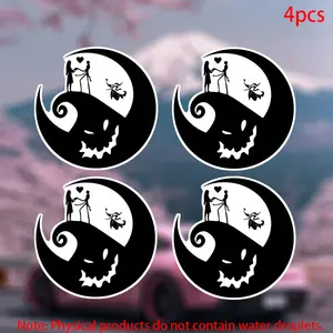 Jack Skellington Stickers, 4pcs Car Door Window Laptop Luggage Furniture Bumper Decals, Durable Vinyl Adhesive Material