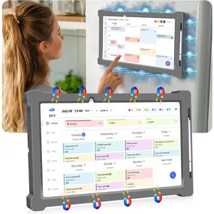 Magnetic Silicone Protective Case for 15 Inch Skylight Calendar, Magnetic Fridge Mount Cover with 2 Stylus Pens and Stylus Slot - Grey