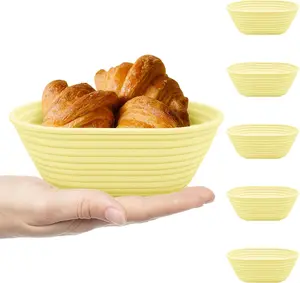 Banneton, Sourdough Bread Baskets (Set of 5, 6.5 Inch), Mini Oval Proofing Bowls, Bread Making Baking Supplies, Banneton proofing basket for Sourdough Baking