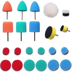 22 Pcs Mini Buffing Polishing Pads Kit, Car Details Mini Polisher Foam Pads for Drill Rotary Tool Buffer Tight Area Detailing Paint Polish Waxing & Glaze, Interior Headlight Door Handles - Home Improvement.