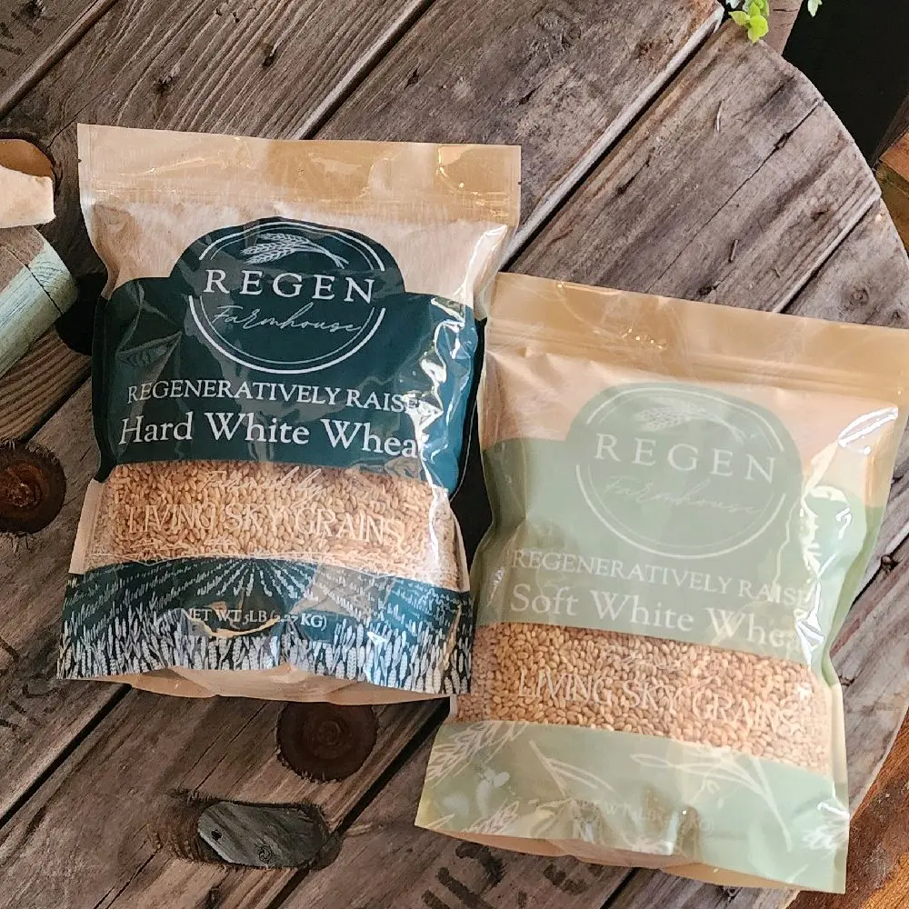 Wheat Berry Starter Kit in biodegradable bags (Berries) Hard White & Soft White Regenerative wheatberries + conversion chart. All the berries you need to get you started with bread & pastries.