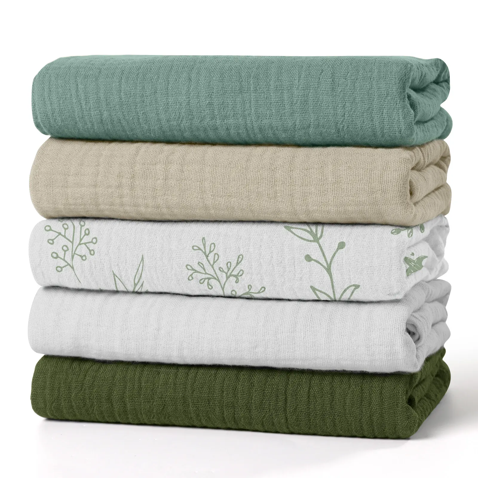 5 Pack Muslin Swaddle Blankets for Baby Girls Boys, Receiving Blanket Large 23.5 x 23.5 inches, Soft Breathable Muslin Baby Blanket for Unisex Newborn Infant, Soft Bedding, Kid Bedding