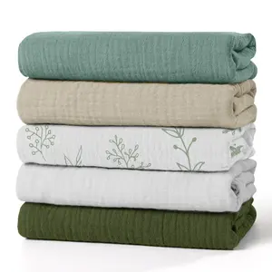 5 Pack Muslin Swaddle Blankets for Baby Girls Boys, Receiving Blanket Large 23.5 x 23.5 inches, Soft Breathable Muslin Baby Blanket for Unisex Newborn Infant