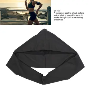 U Shaped Cooling Hoodie Towels Microfiber Instant Cooling Breathable Sun Protection Cooling Towel for Hot Weather Black