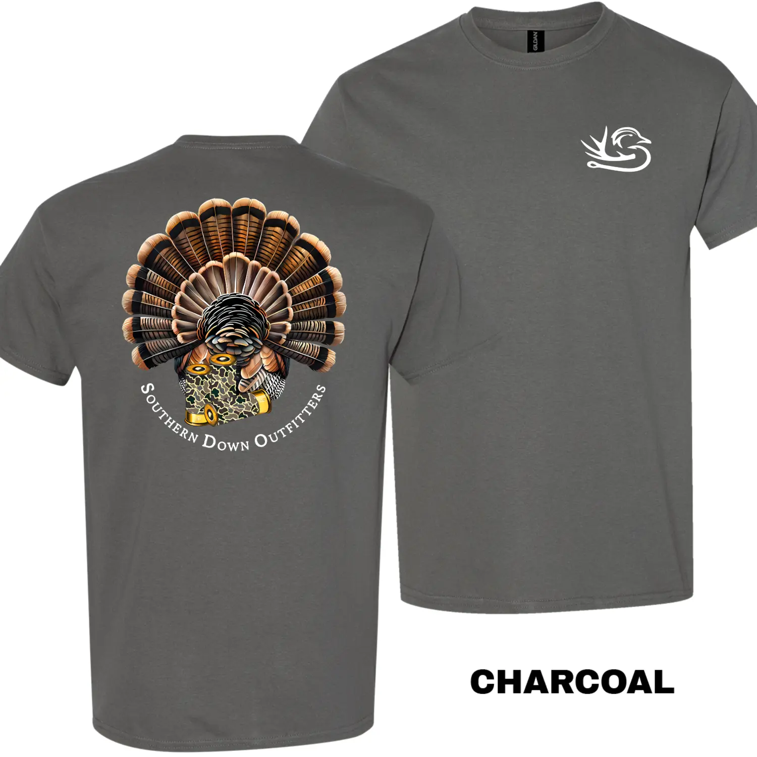Men’s Southern Down Outfitters Turkey Hunting T-Shirt, Vintage Wild Turkey Graphic Tee, Turkey Hunter Outdoor Shirt, Classic Turkey Back Print Tee, Sporting Lifestyle Hunting Shirt,Streetwear,100% Cotton| Gift for Turkey Hunters, Outdoorsmen, Dad, Husband