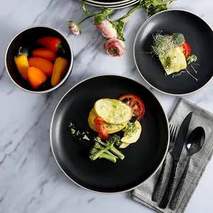 Rockaway Round Stoneware Dinnerware Sets - Service for 4 (12pcs) - Bowls, Tableware