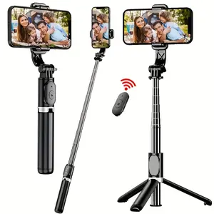 40 Inch Retractable Selfie Stick Professional Floor Tripod For Live Streaming, With Wireless Remote, 360° Rotation, Stable Anti-shake Design. Ideal For Travel Vlogs & Outdoor Live Streaming. Compatible With for iphone/Android Smartphones