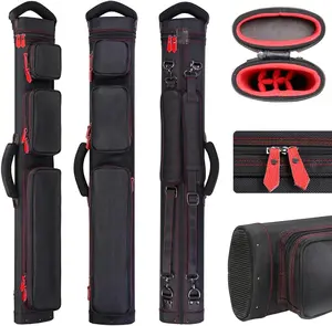 2x4 Nylon Pool Cue Case–Holds 2 Butts & 4 Shafts,Waterproof & Dustproof Pool Stick Bag Dual Shoulder Straps,Padded Handle,Smooth Dual Zippers for Pool Cue Multiple Colors