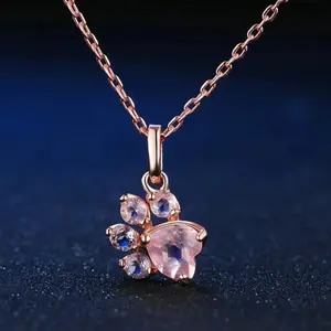 Felicity Paw Pendant Necklace, Sterling Silver with CZ Stones – A Heartfelt Gift for Pet Lovers