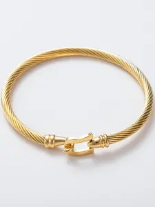 Vintage Minimalism Casual Luxurious Golden Horseshoe Buckle Bangle, Elegant Minimalist Bangle, Fashion Jewelry for Party, Daily Clothing Decor, Trendy All-match & Exquisite Jewelry for Birthday Gift