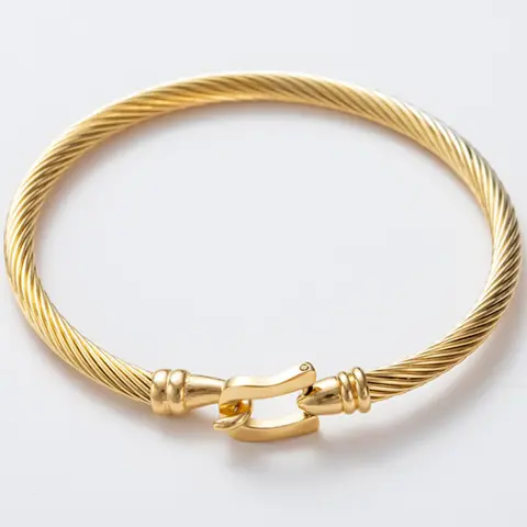 Vintage Minimalism Casual Luxurious Golden Horseshoe Buckle Bangle, Elegant Minimalist Bangle, Fashion Jewelry for Party, Daily Clothing Decor, Trendy All-match & Exquisite Jewelry for Birthday Gift, Bangle Bracelet, Trendy Bangles
